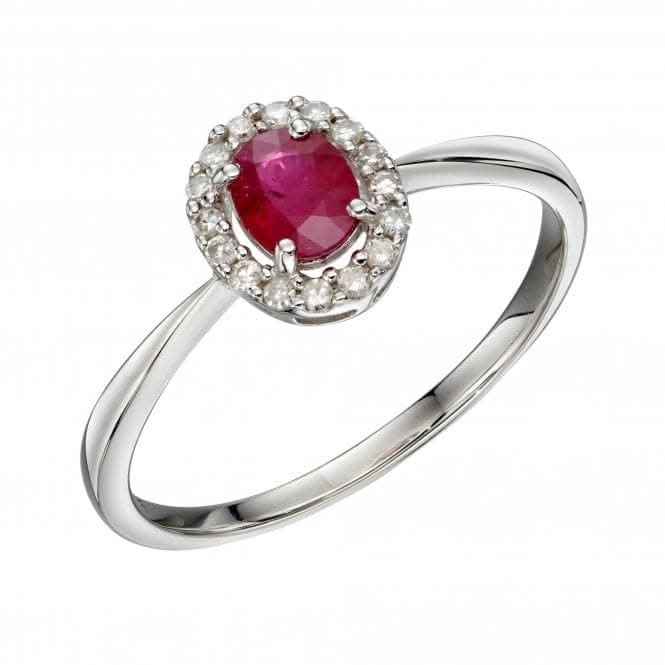 9ct Cluster Ruby White Gold Ring