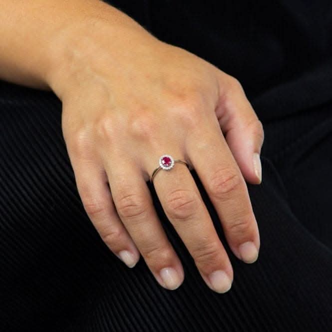 9ct Cluster Ruby White Gold Ring