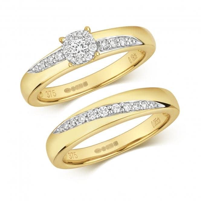 Diamond Jewellery 9k White Gold Bridal Ring Set RD111