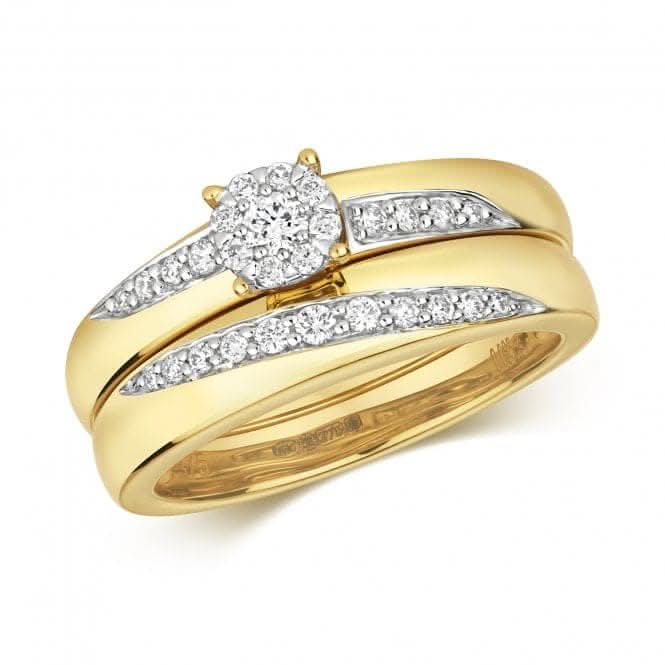 Diamond Jewellery 9k White Gold Bridal Ring Set RD111