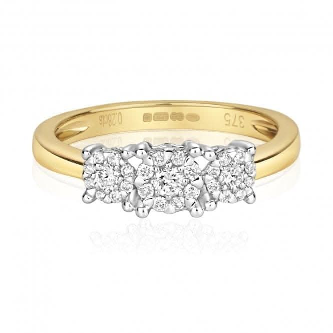 Diamond Jewellery 9ct White Gold Three Stone Diamond Ring RD112