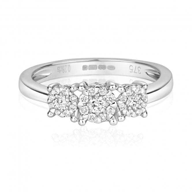Diamond Jewellery 9ct Brilliant 3 Stone White Gold Ring RD112W
