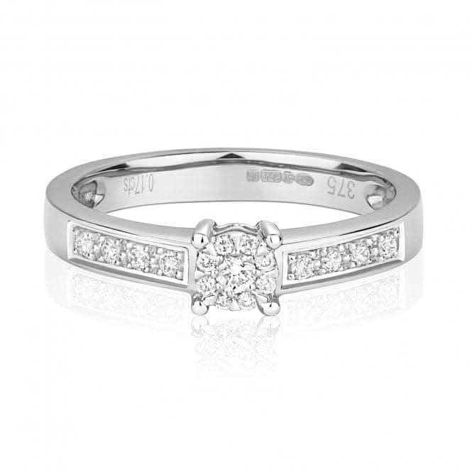 Diamond Jewellery 9k White Gold Ring with 0.16CT Diamond RD117W