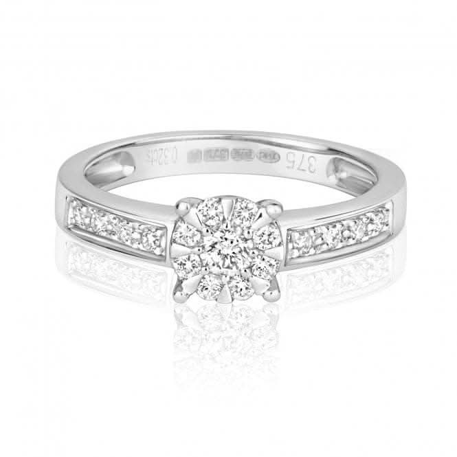 Diamond Jewellery 9k White Gold Ring with 0.33 Carat RD119W