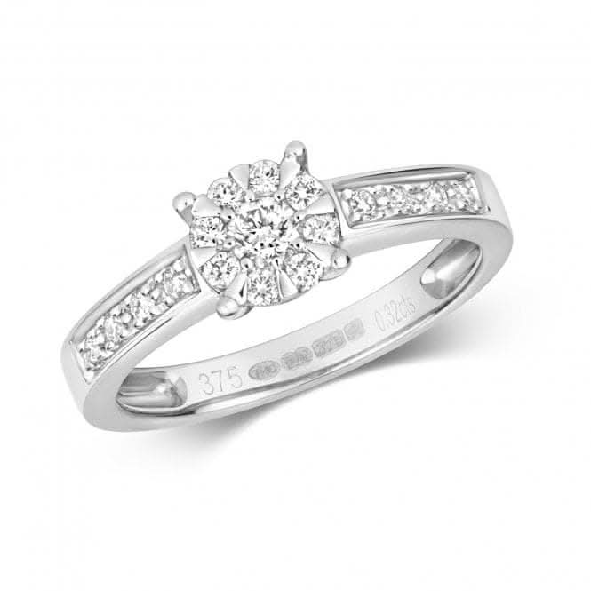 Diamond Jewellery 9k White Gold Ring with 0.33 Carat RD119W