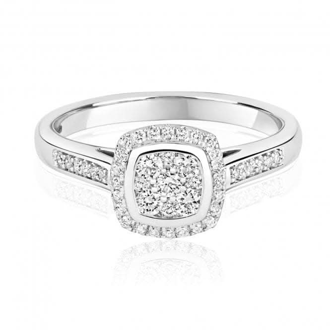 Diamond Jewellery 9ct White Gold Diamond Cluster Ring RD641W