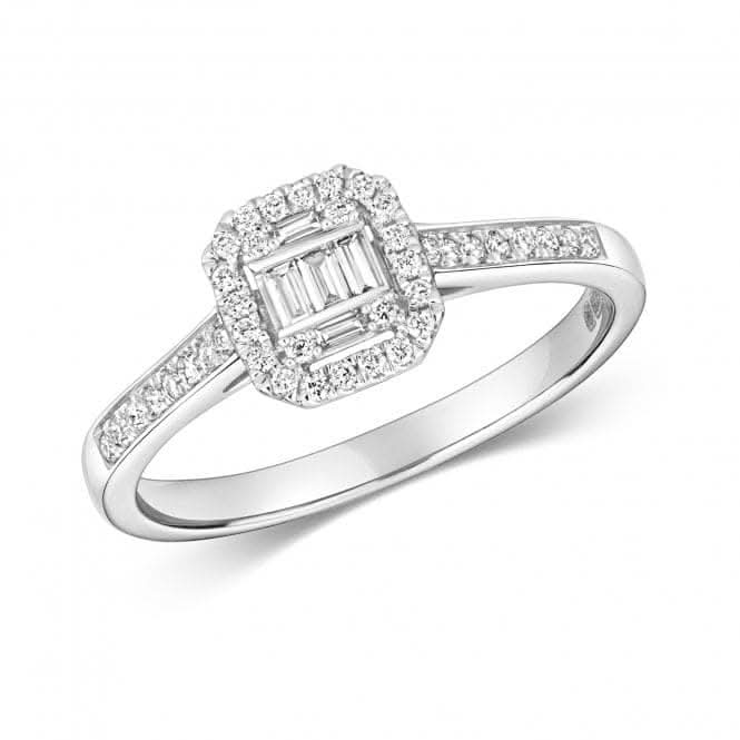 9ct Diamond Cluster Emerald White Gold Rings RD694WDiamond JewelleryRD694W/J