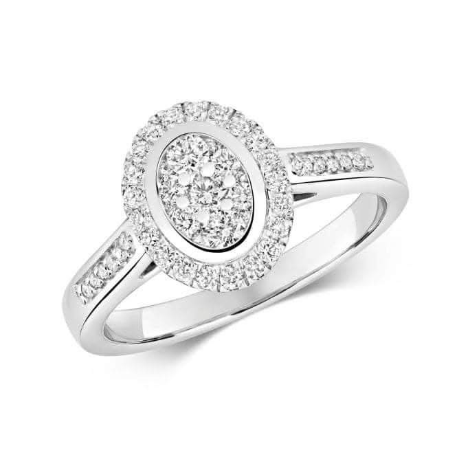 Diamond Jewellery 9ct Cluster Oval White Gold Ring RD644W