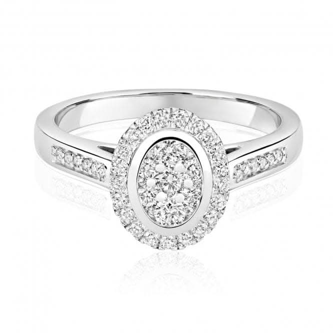 Diamond Jewellery 9ct Cluster Oval White Gold Ring RD644W