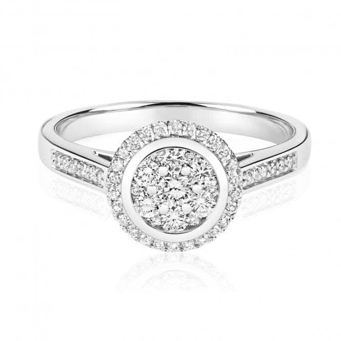 Diamond Jewellery 9ct White Gold Diamond Cluster Ring RD658W
