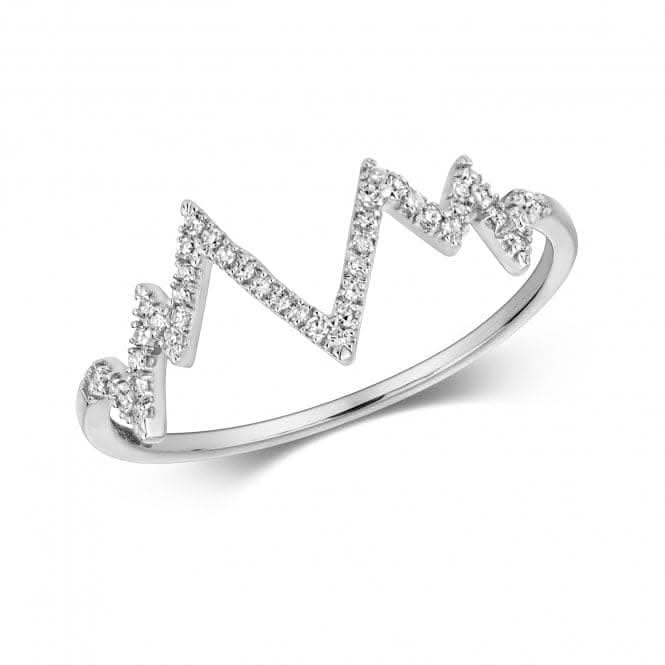 Diamond Jewellery 9ct White Gold Diamond Heartbeat Pendant with 0.09ct RD811W