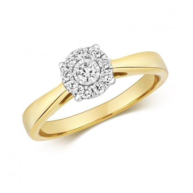 Diamond Jewellery 9ct Illusion Solitaire Gold Rings RD690