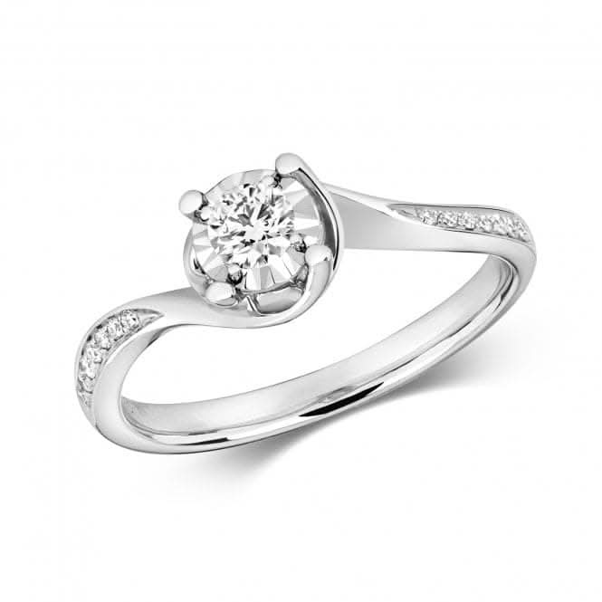 Diamond Jewellery 9ct Illusion Solitaire White Gold Rings RD668W