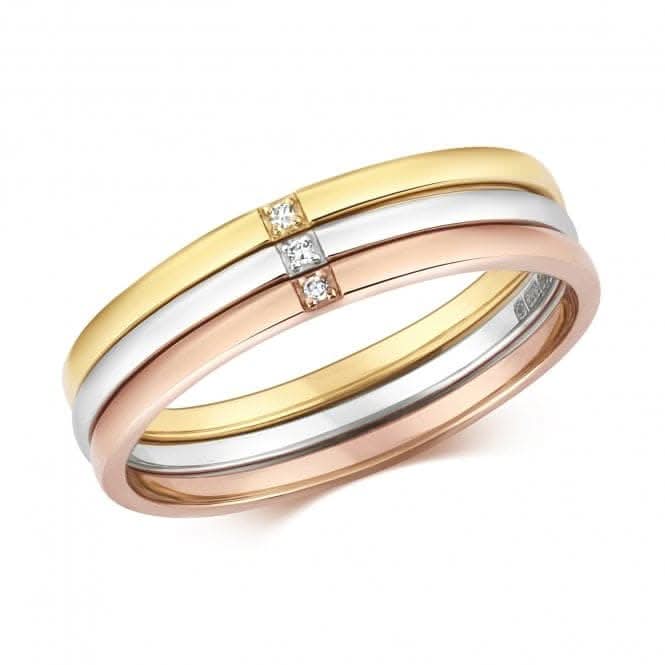 Diamond Jewellery 9ct Set Of 3 White Gold,Gold,Rose Gold  RD814