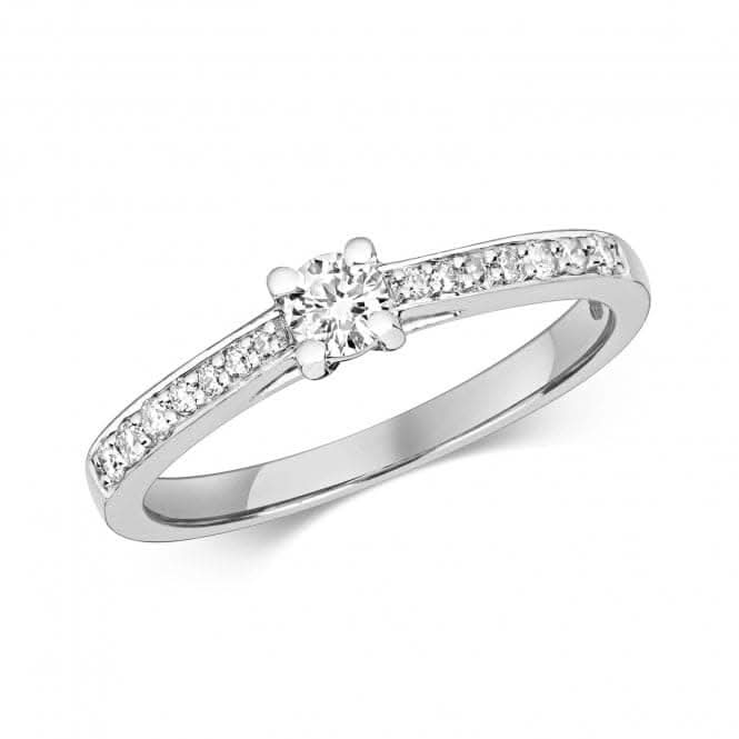 9ct Diamond Solitaire Set Shoulders White Gold Rings RD631WDiamond JewelleryRD631W/J