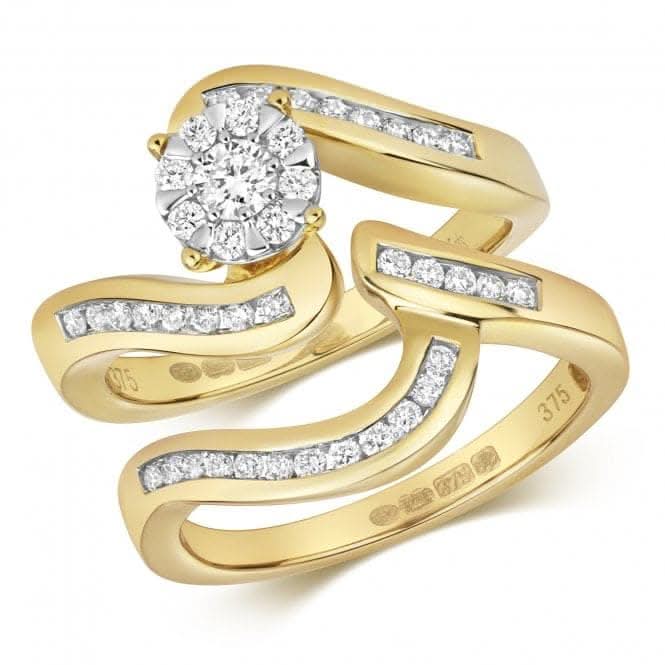 Diamond Jewellery 9k Gold Wave Ring with 0.50ct Sparkling Diamonds RD181