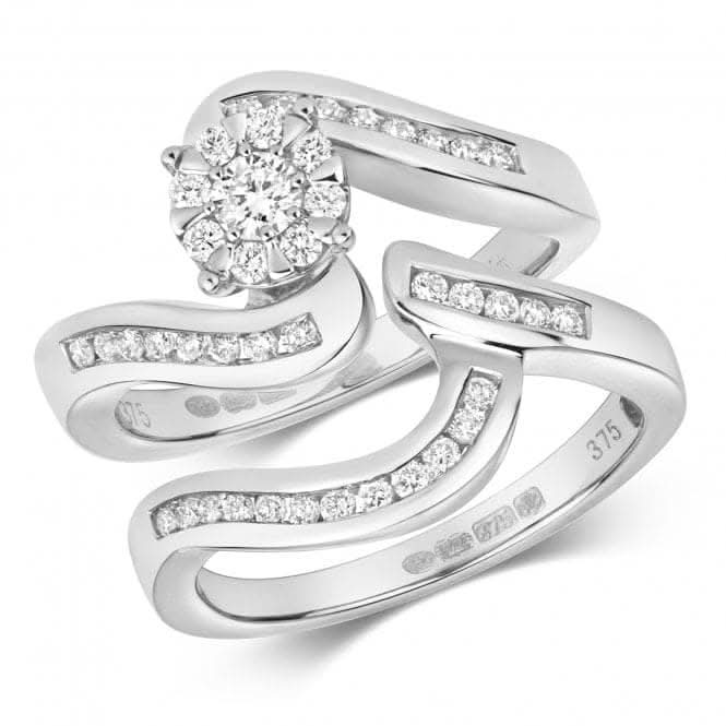 Diamond Jewellery 9ct Wave Set White Gold Ring RD181W
