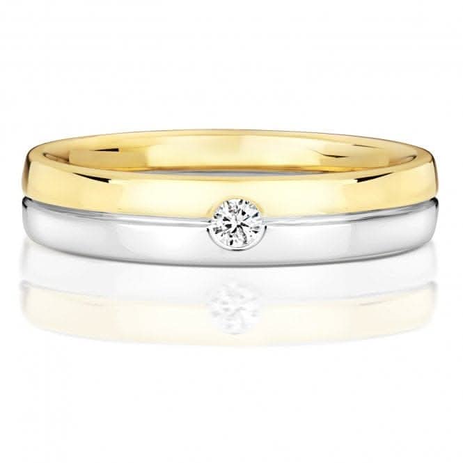 Wedding Band 9ct Diamond Wedding Two Tone Gents 5.0mm Ring RD723