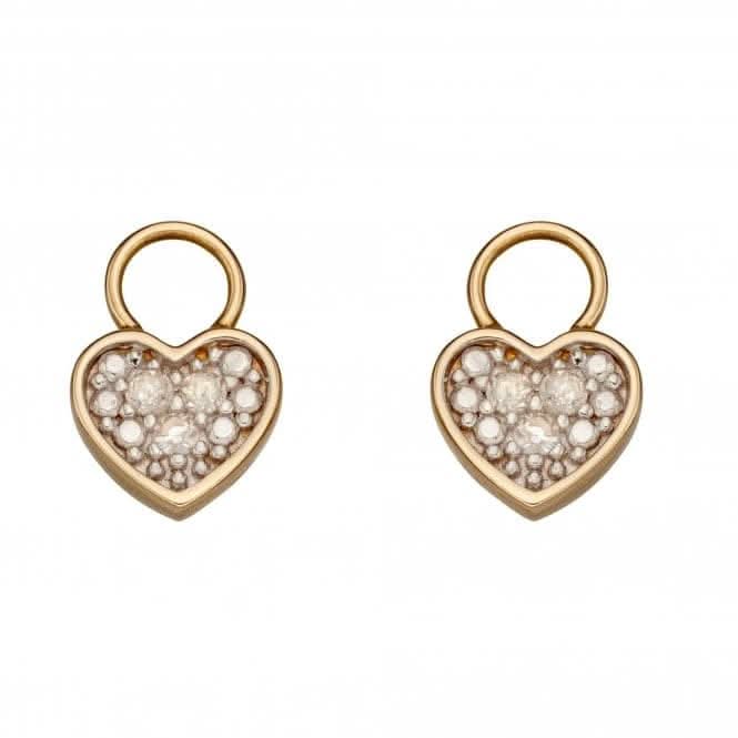 9ct Ear Pendant Heart With Diamond Set Illusion With Yellow Gold GY016