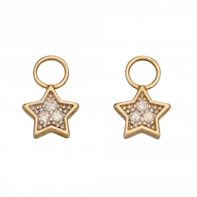 9ct Ear Pendant Star With Diamond Set Illusion With Yellow Gold GY015
