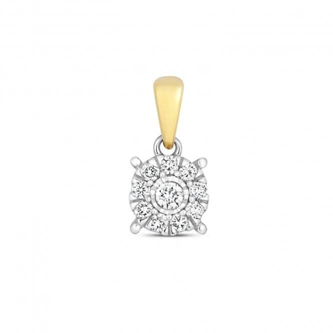 Diamond Jewellery 9ct Gold Diamond Brilliant Illusion Pendant PD176