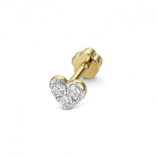 Diamond Jewellery 9ct Gold Diamond Cartilage Heart Stud ED922