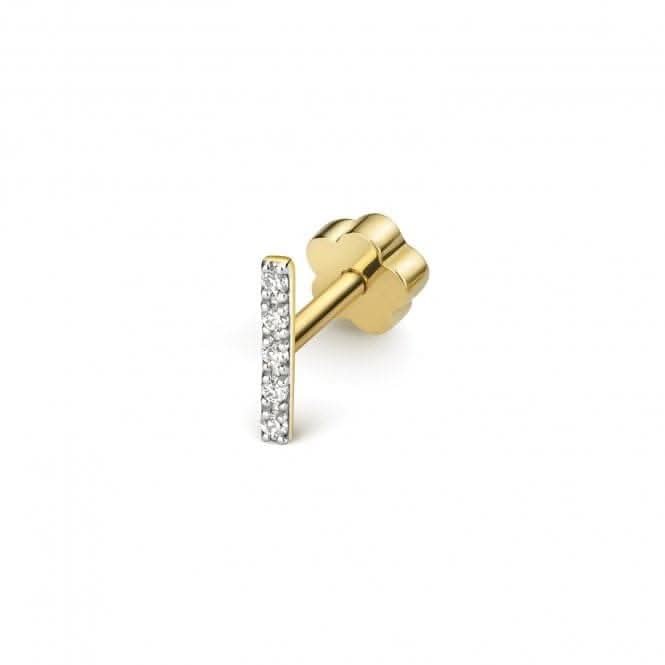 Diamond Jewellery 9ct Gold Diamond Cartilage Single Bar Stud ED915