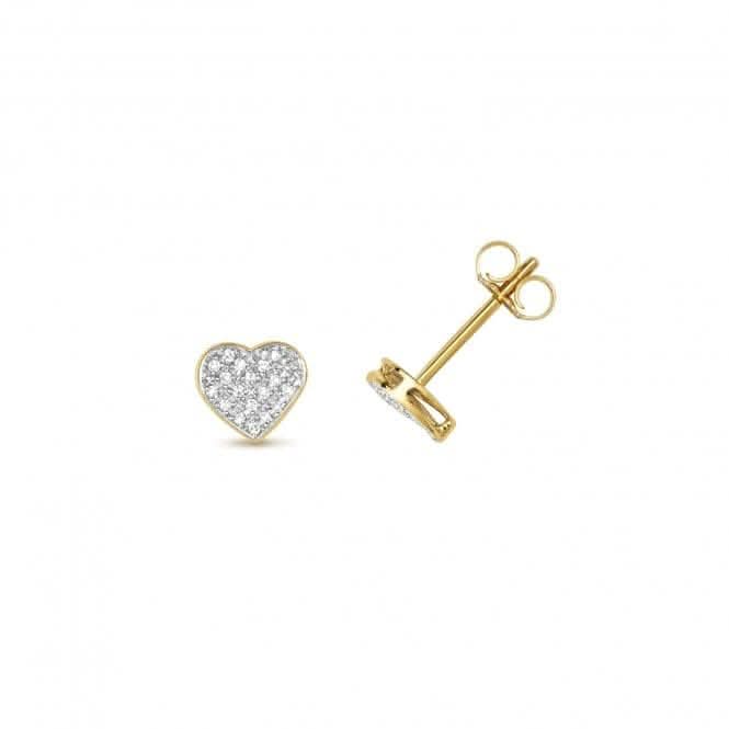 Diamond Jewellery 9ct Gold Diamond Heart Earrings ED174