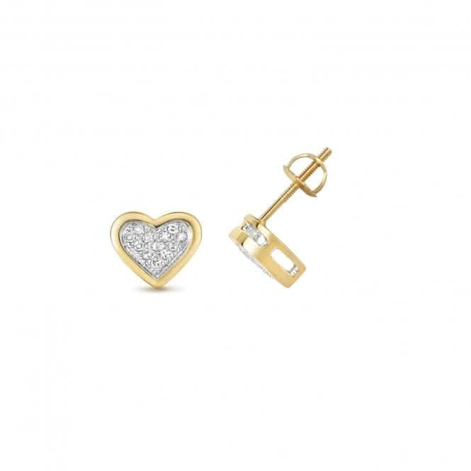 Diamond Jewellery 9ct Gold Diamond Heart Studs ED125
