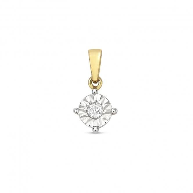 Diamond Jewellery 9ct Gold Diamond Illusion Set Pendant PD113