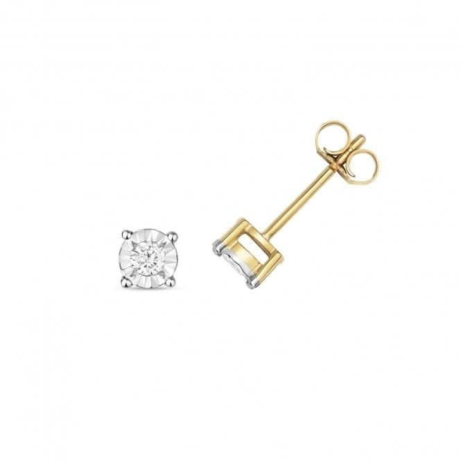Diamond Jewellery 9ct Gold Diamond Illusion Set Studs ED144