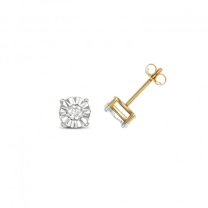 Diamond Jewellery 9ct Gold Diamond Illusion Set Studs ED146