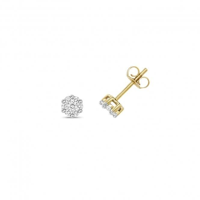 Diamond Jewellery 9k Gold Diamond Illusion Set Studs ED110