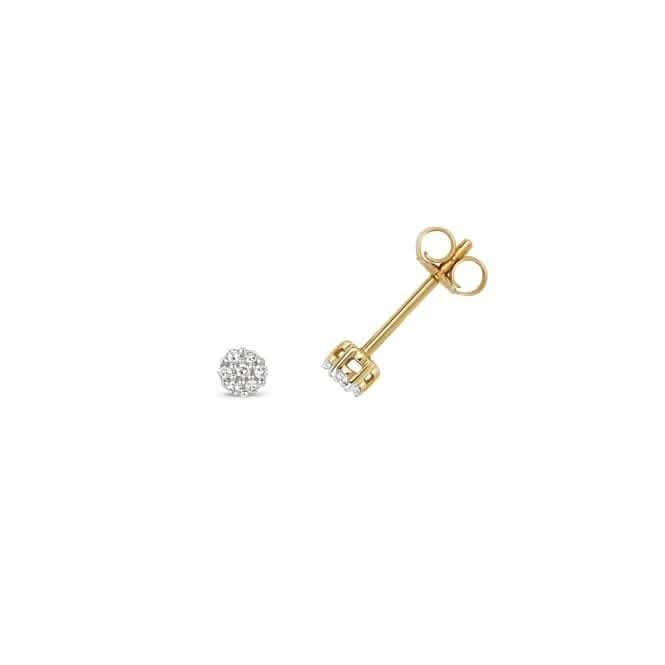 Diamond Jewellery 9ct Gold Diamond Round Illusion Set Studs ED113