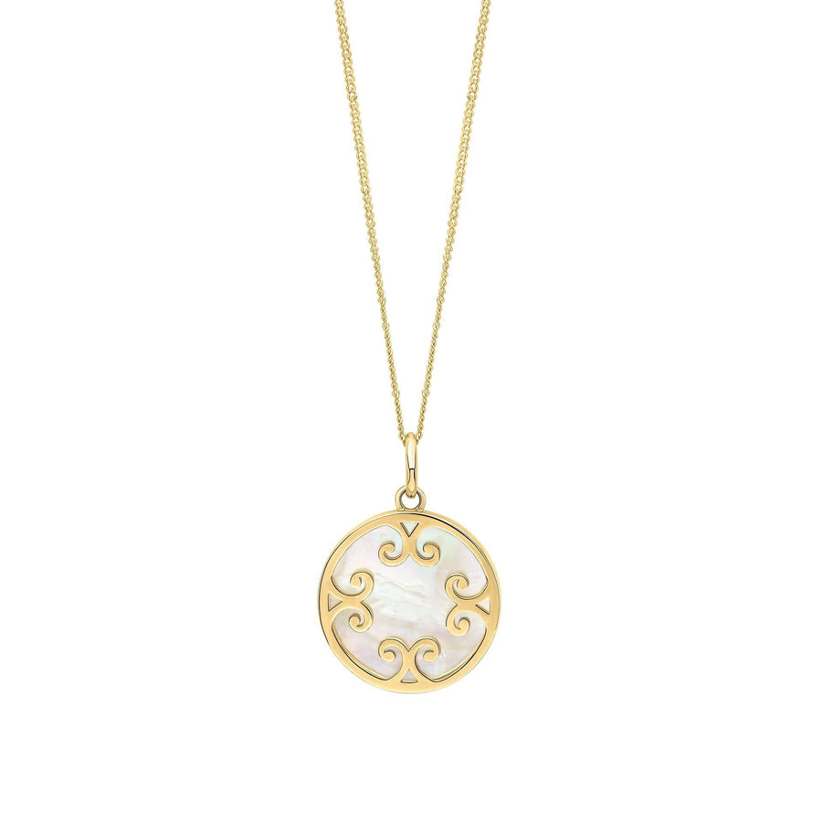 9ct Gold Mother of Pearl Swirl Inlay Pendant GP2364W