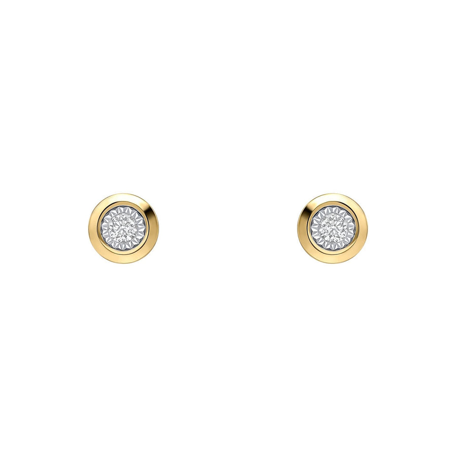 9ct Gold Rhodium Plated Diamond Earrings GE2478