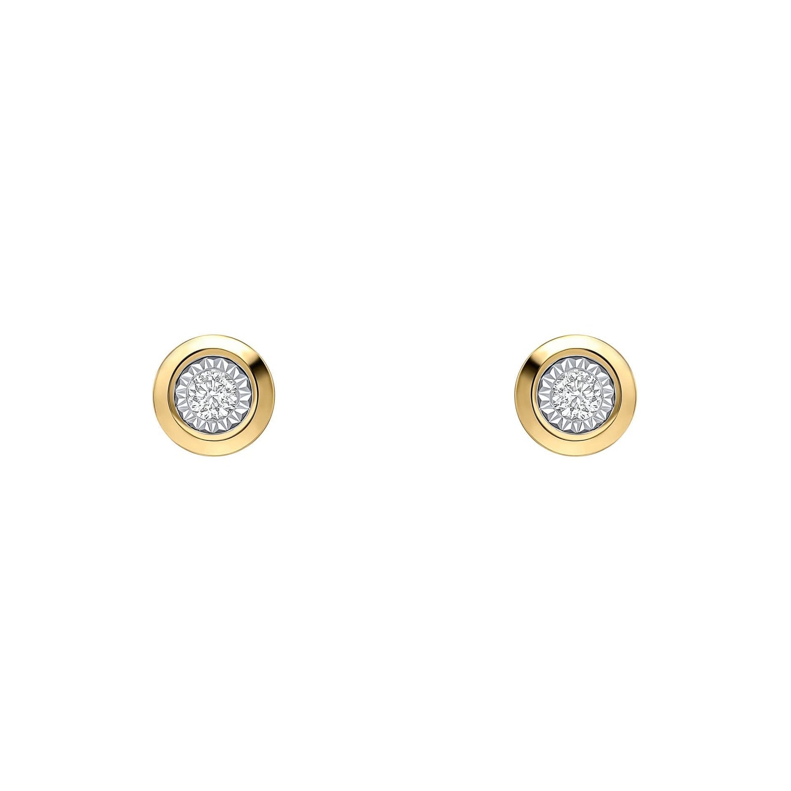 9ct Gold Rhodium Plated Diamond Earrings GE2478Elements GoldGE2478