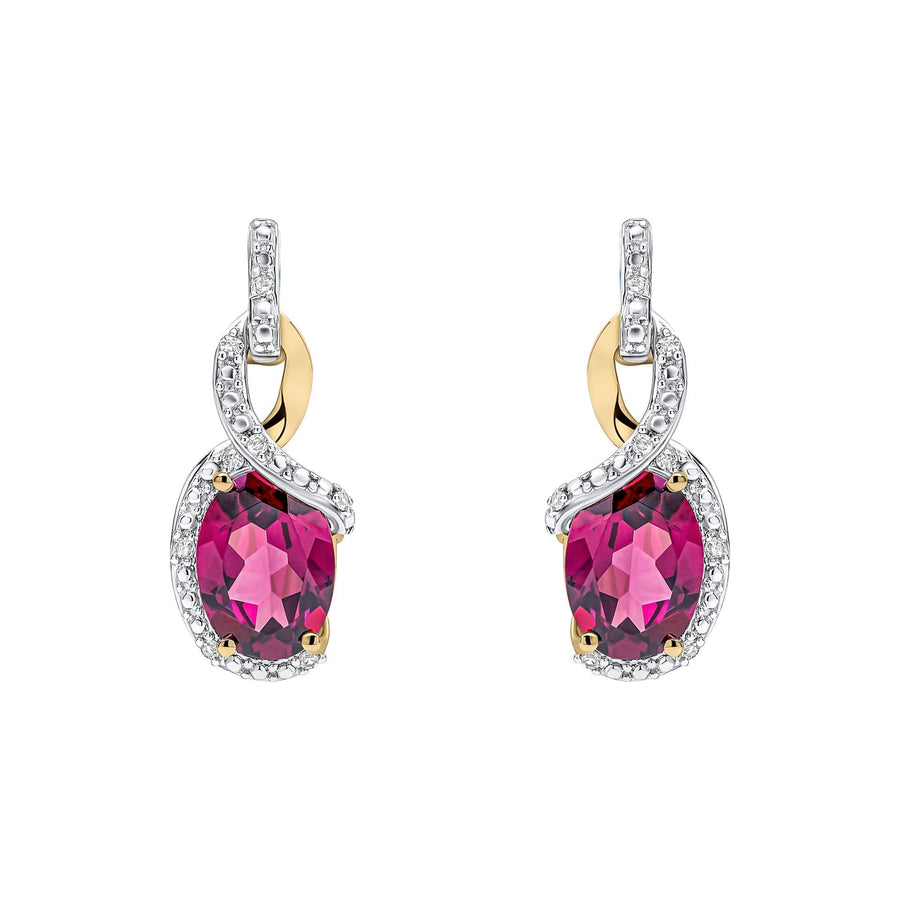 9ct Gold Rhodium Plated Garnet Earrings GE2481M