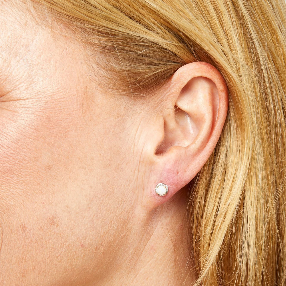 9ct Gold Rhodium Plated Opal Earrings GE2487W