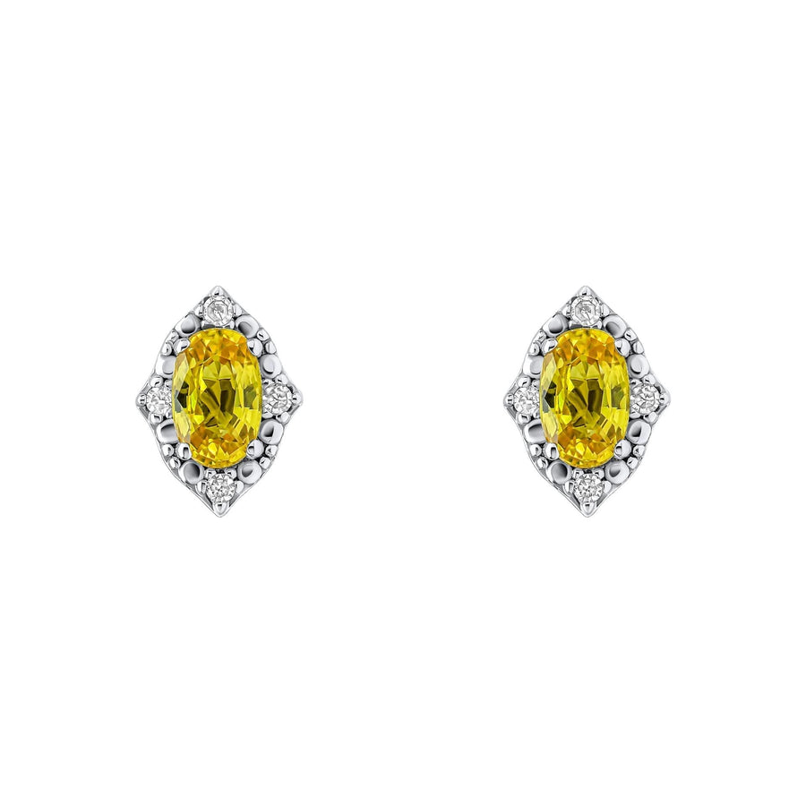 9ct Gold Rhodium Plated Sapphire Diamond Earrings GE2490Y