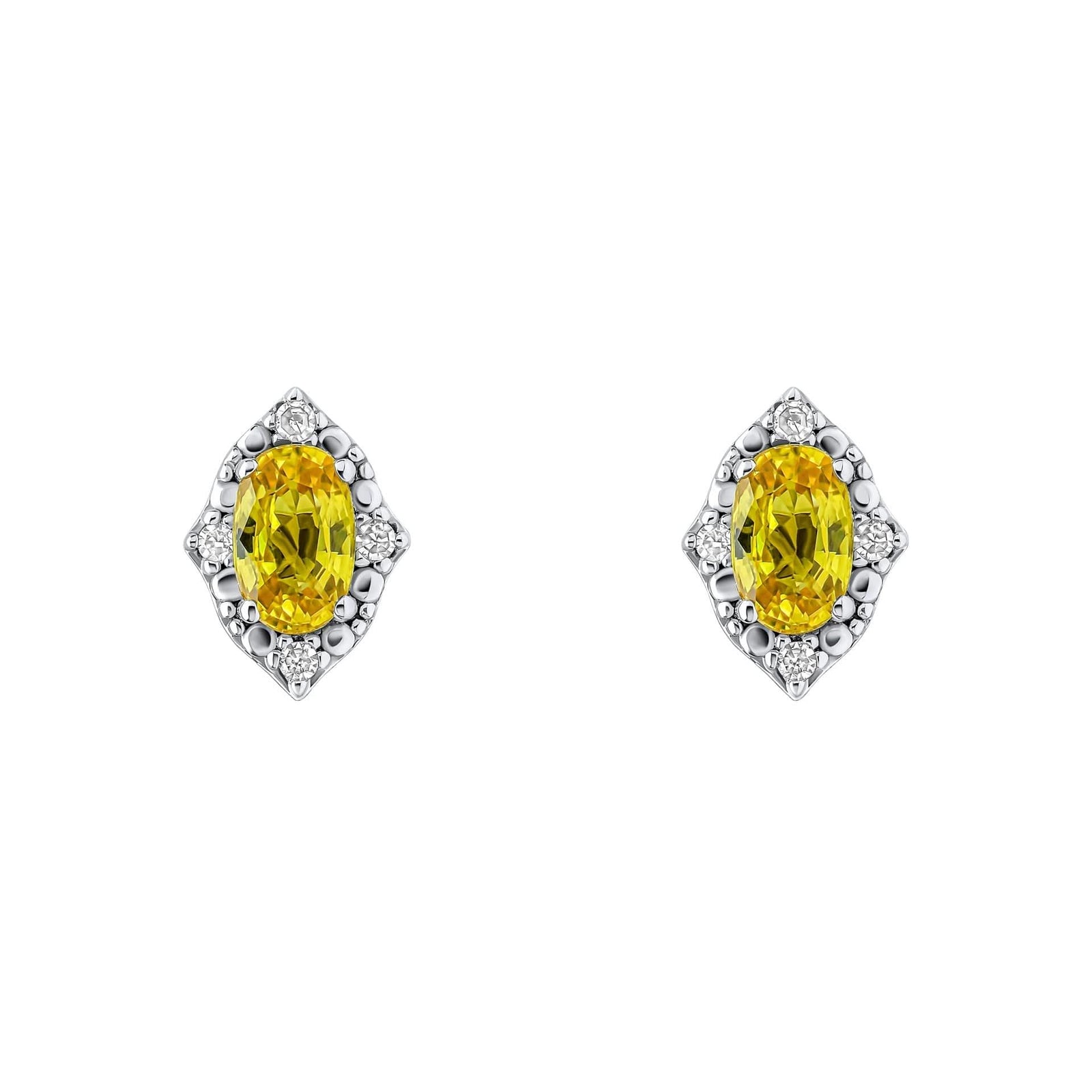 9ct Gold Rhodium Plated Sapphire Diamond Earrings GE2490YElements GoldGE2490Y