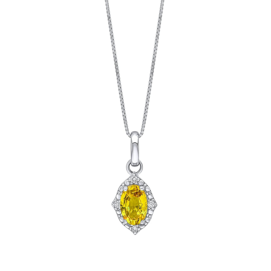 9ct Gold Rhodium Plated Sapphire Diamond Pendant GP2366Y