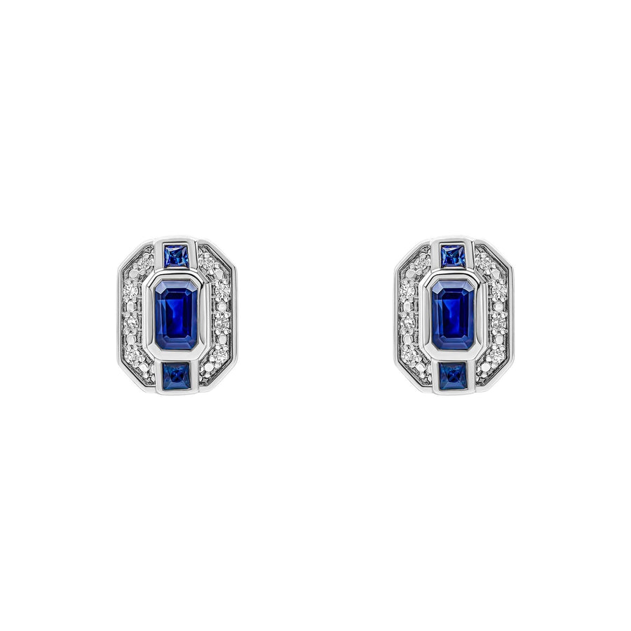 9ct Gold Rhodium Plated Sapphire Earrings GE2474L