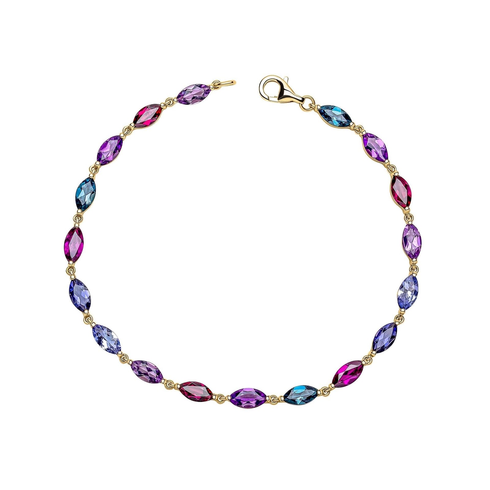9ct Gold Tanzanite Amethyst Garnet Topaz Bracelet GB530Elements GoldGB530