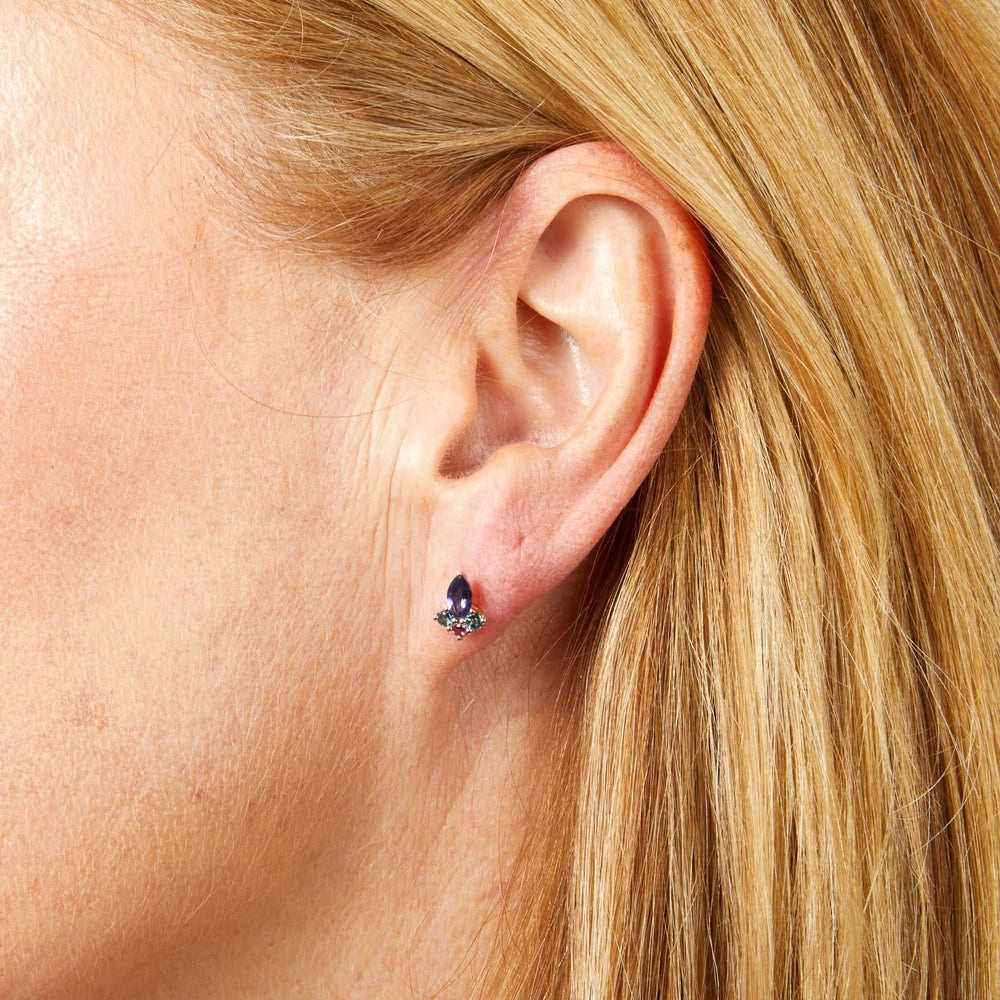 9ct Gold Topaz Rhodolite Earrings GE2483