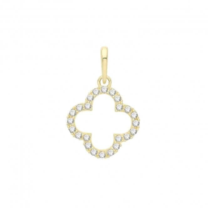 9ct Gold Zirconia 4 Leaf Open Clover Pendant PN1259