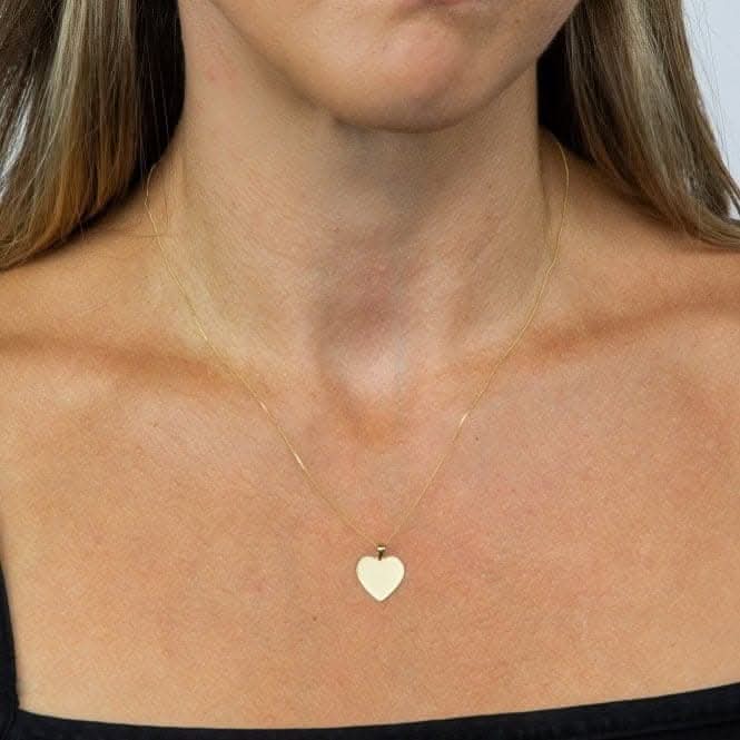 9ct Heart Engravable Disc Necklace GP2237