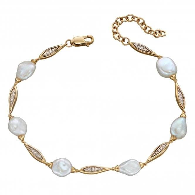 9ct Keshi Pearl Station Yellow Gold Bracelet GB491W