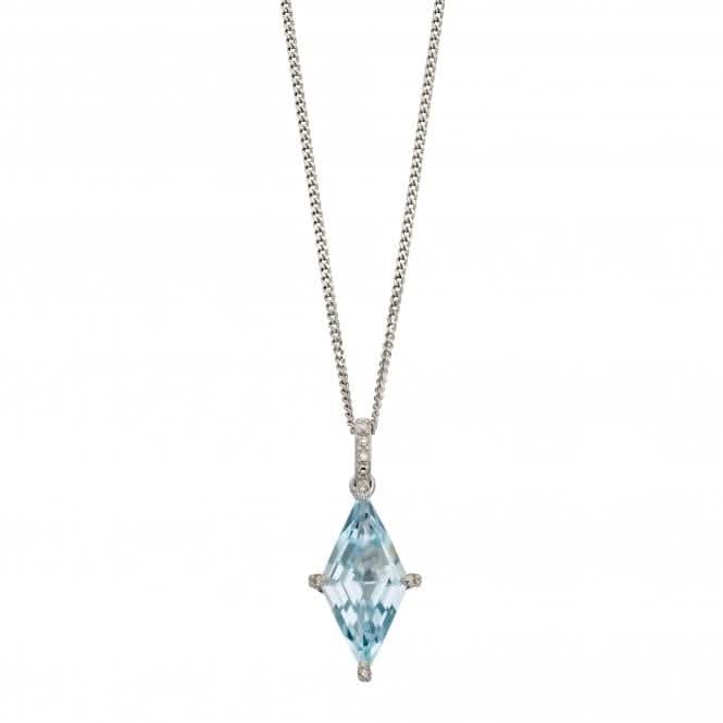 9ct Kite Shape Blue Topaz White Gold Pendant GP2241T