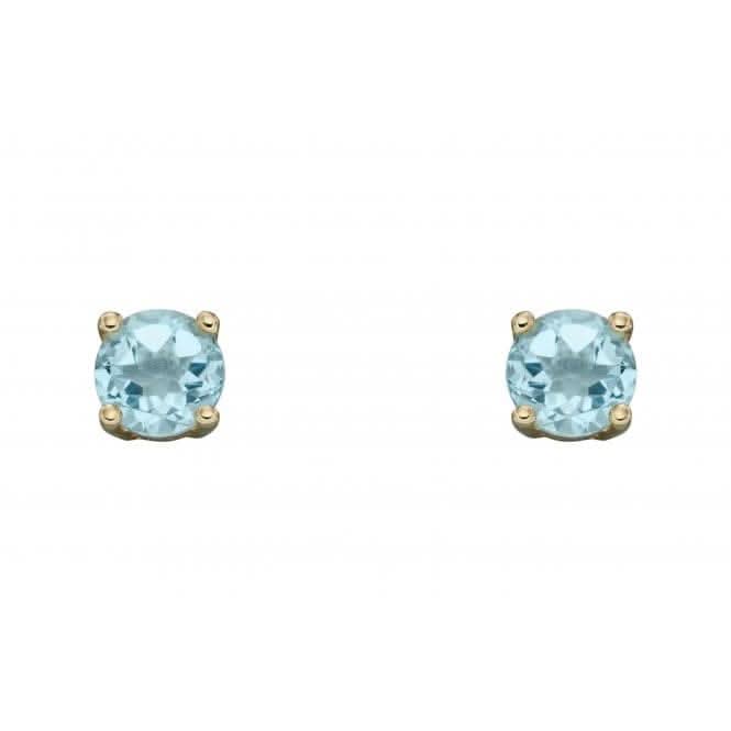 9ct March Aquamarine 4mm Stud Earrings GE2328Elements GoldGE2328